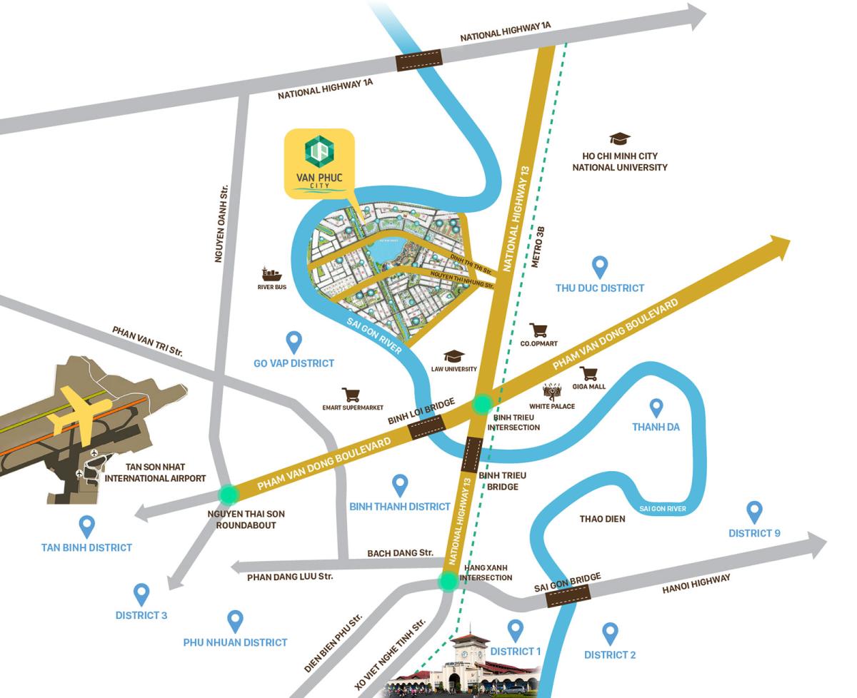 Map of Van Phuc City Prime Location